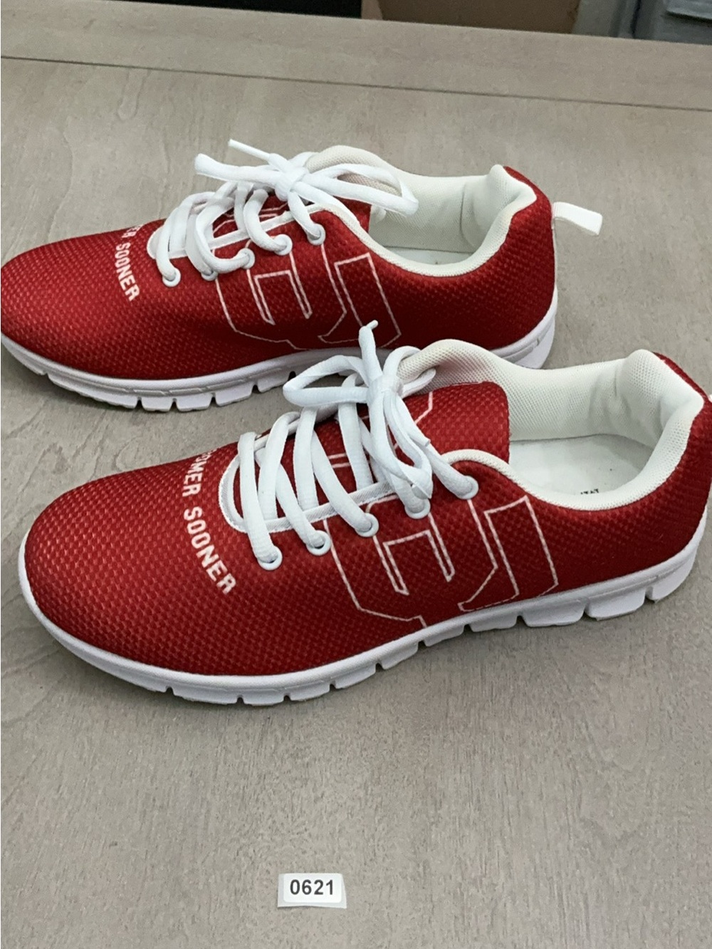 Red Athletic Lace-Up Sneakers - Unbranded
